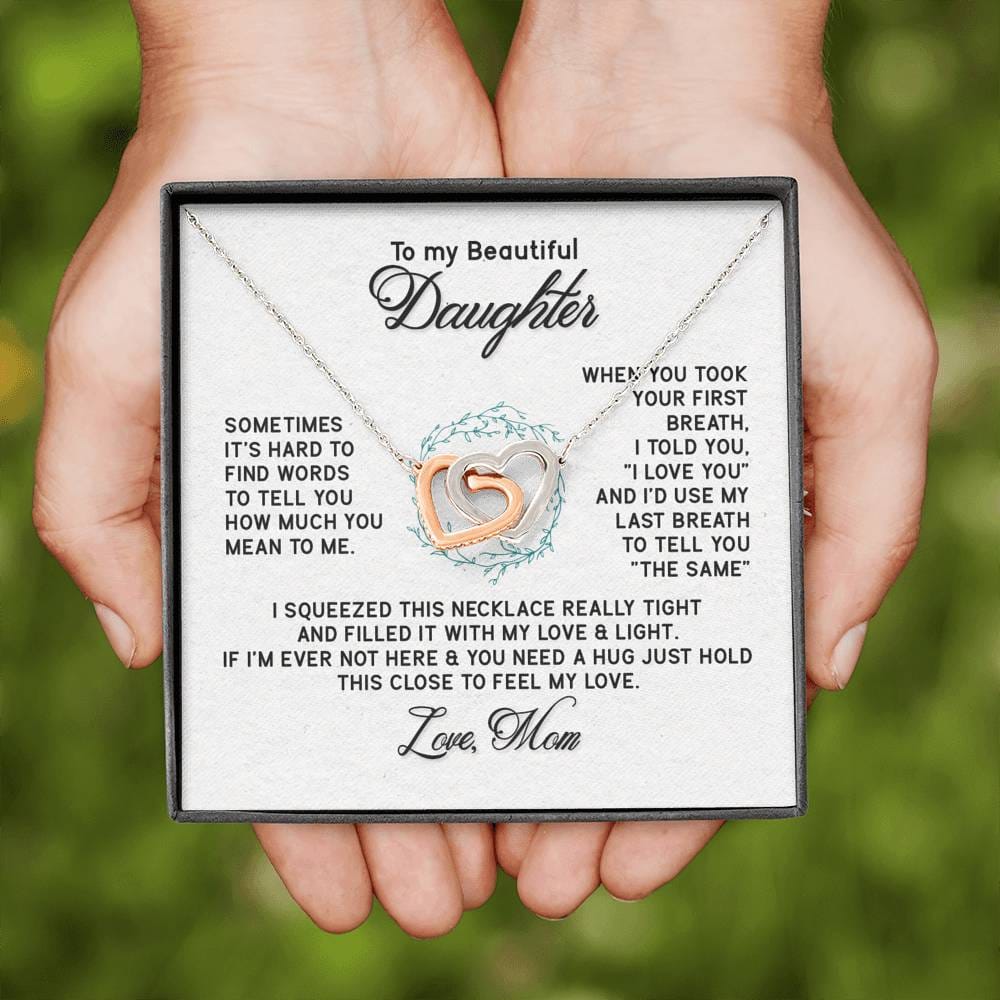 To My Beautiful Daughter - Interlocking Hearts Necklace