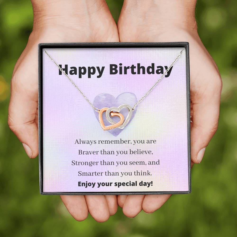 Happy Birthday - Enjoy Your special Day - Interlocking Hearts Necklace