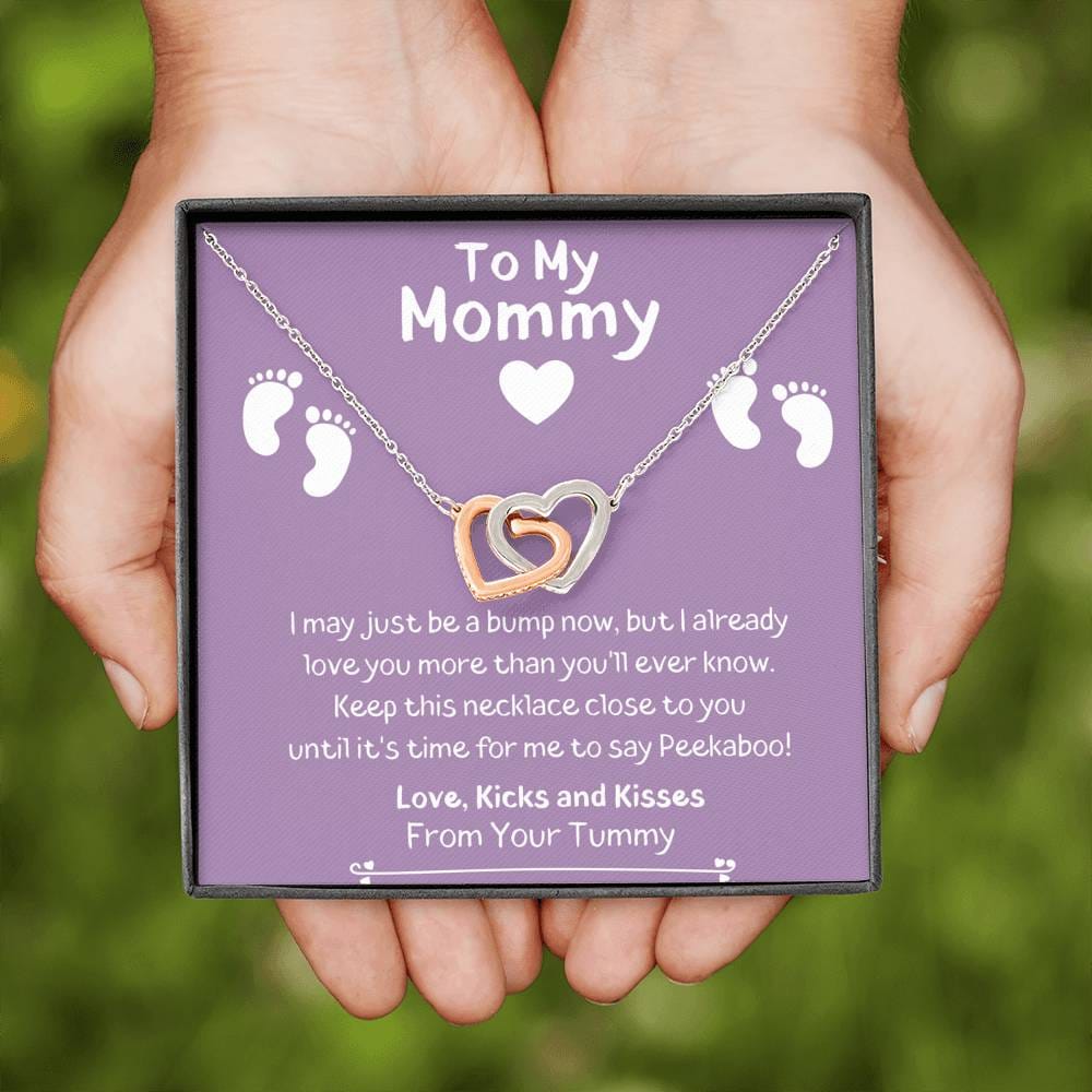 To My Mommy - I May Just Be A Bump - Interlocking Heart Necklace