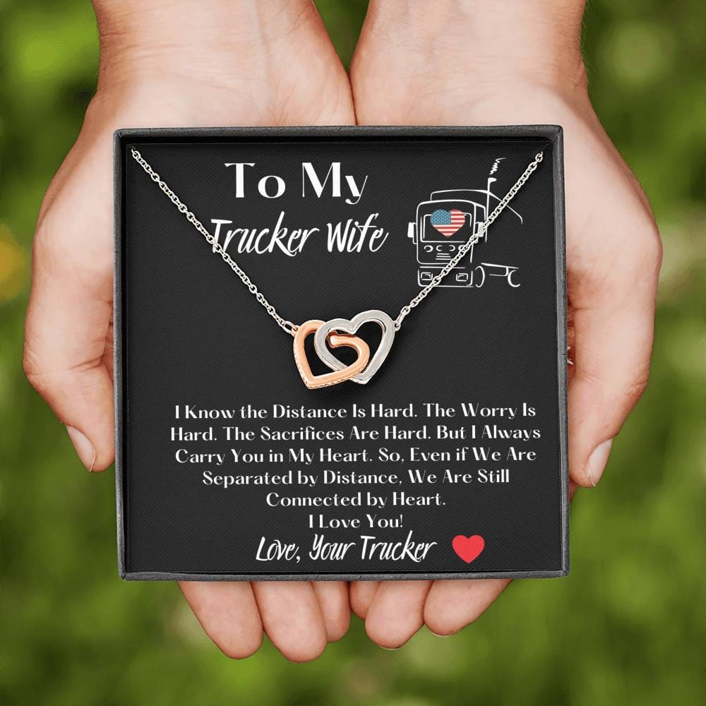 To My Trucker Wife - Interlocking Hearts Necklace