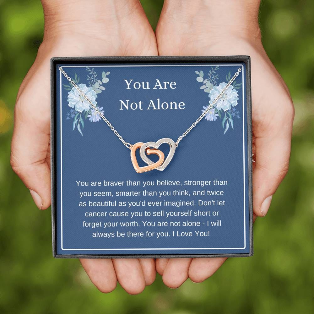 You Are Not Alone - Cancer Support Interlocking Hearts Necklace