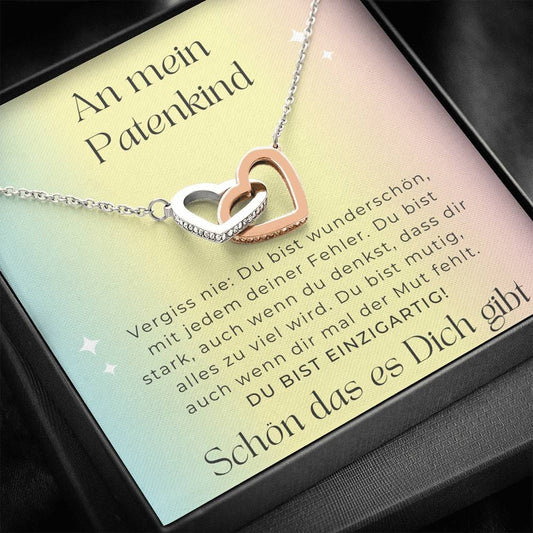 An Mein Patenkind - Vergiss Nie - Interlocking Hearts Necklace