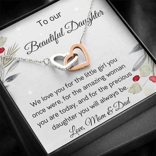 To Our Beautiful Daughter - Interlocking Hearts Necklace