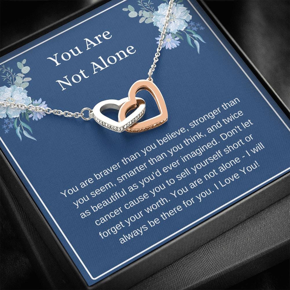 You Are Not Alone - Cancer Support Interlocking Hearts Necklace