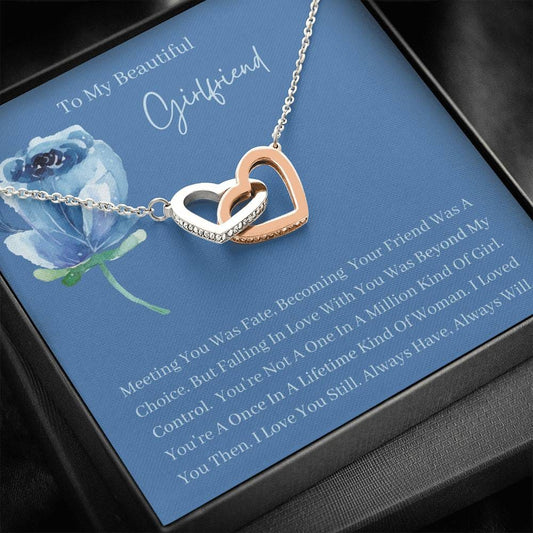 To My Beautiful Girlfriend - Meeting You - Interlocking Hearts Necklace