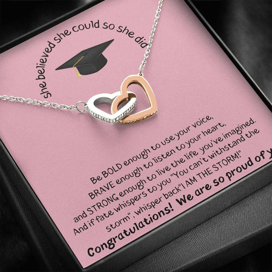 She Believed She Could So She Did - Interlocking Hearts Necklace