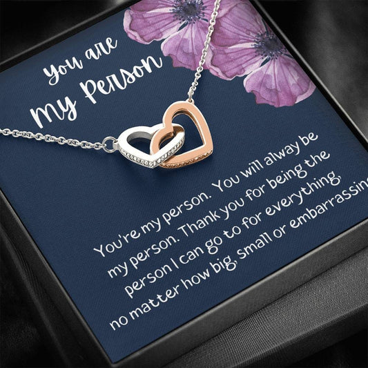 You Are My Person - Interlocking Heart Necklace - Dark Blue