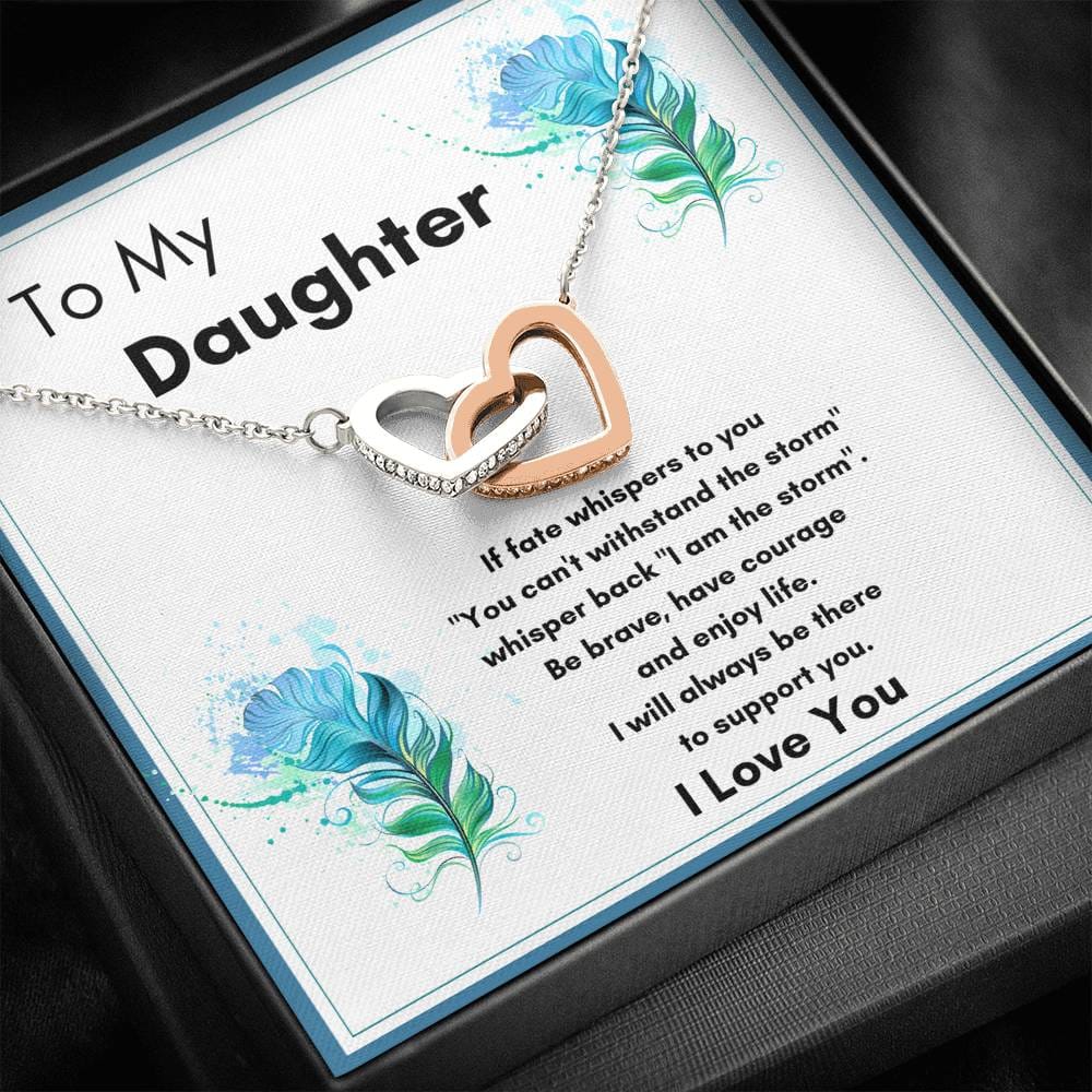 To My Daughter - If Fate Whispers To You - Interlocking Hearts Necklace