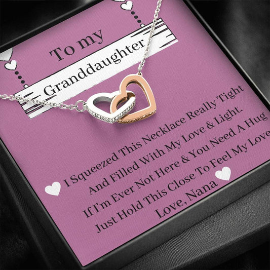 To My Granddaughter - Feel My Love - Interlocking Hearts Necklace