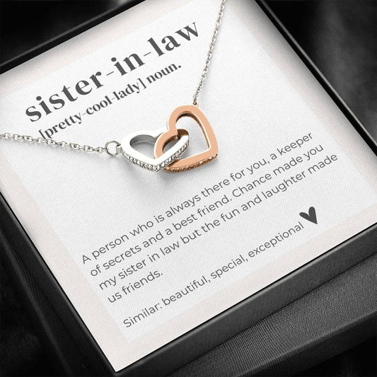 Sister In Law Definition Necklace - Interlocking Hearts Necklace