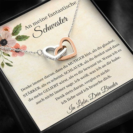An Meine Fantastische Schwester - Denke Immer Daran - Interlocking Hearts Necklace