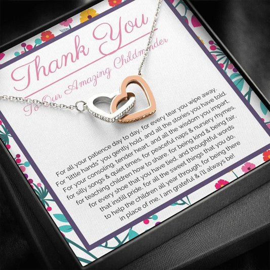 Thank You To Our Amazing Childminder - Interlocking Hearts Necklace