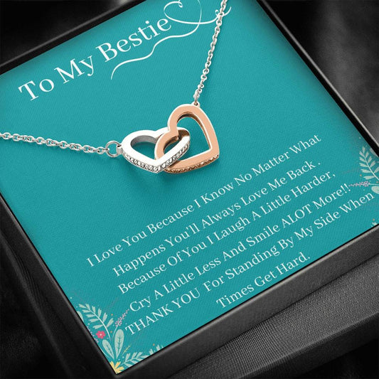To My Bestie - I Love You - Interlocking Hearts Necklace