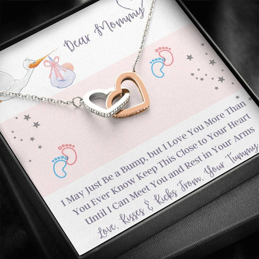 Dear Mommy - I May Just Be A Bump - Interlocking Hearts Necklace