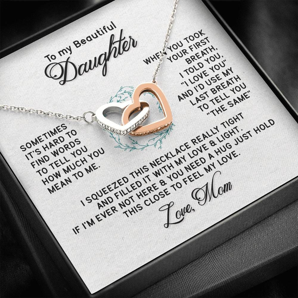 To My Beautiful Daughter - Interlocking Hearts Necklace