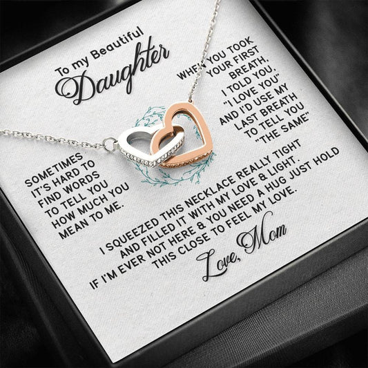 To My Beautiful Daughter - Interlocking Hearts Necklace