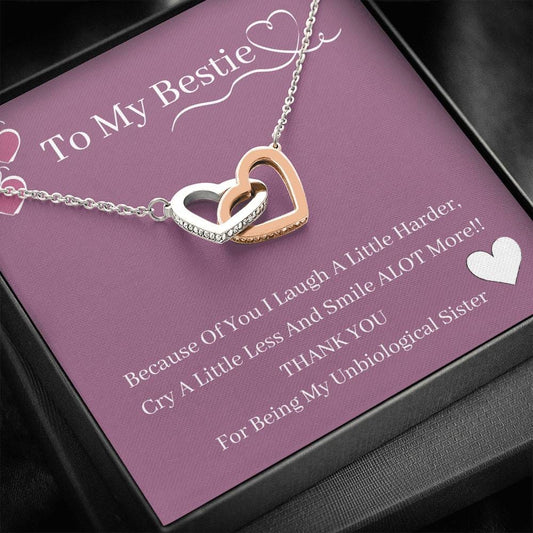 To My Bestie - Because Of You I Laugh - Interlocking Hearts Necklace
