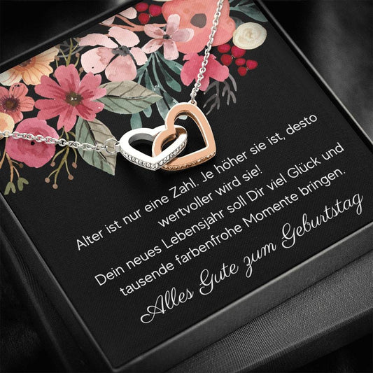 Alter Ist Nur Eine Zahl - Alles Gute Zum Geburtstag - Interlocking Hearts Necklace