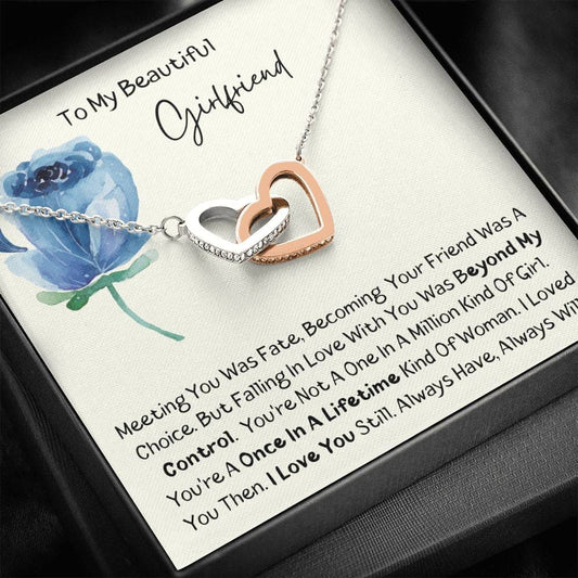 To My Beautiful Girlfriend - Meeting You - Interlocking Hearts Necklace
