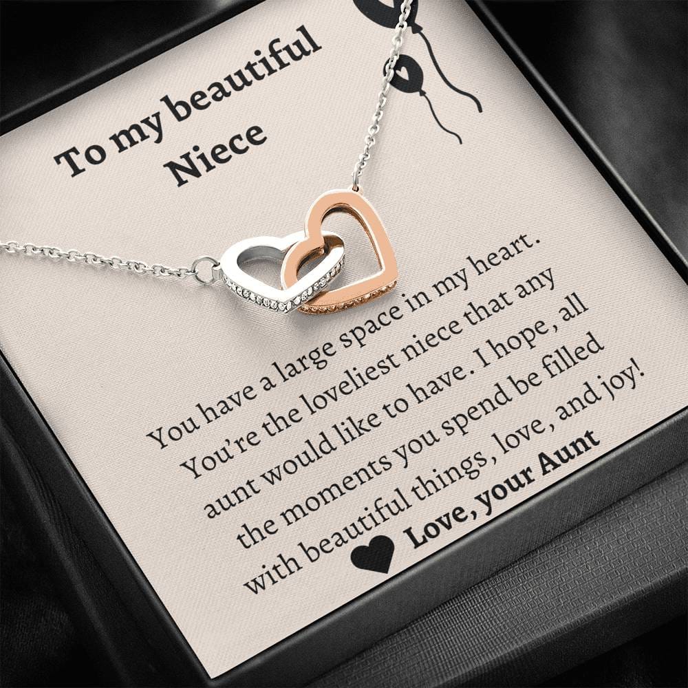 To My Beautiful Niece - Love And Joy - Interlocking Hearts Necklace