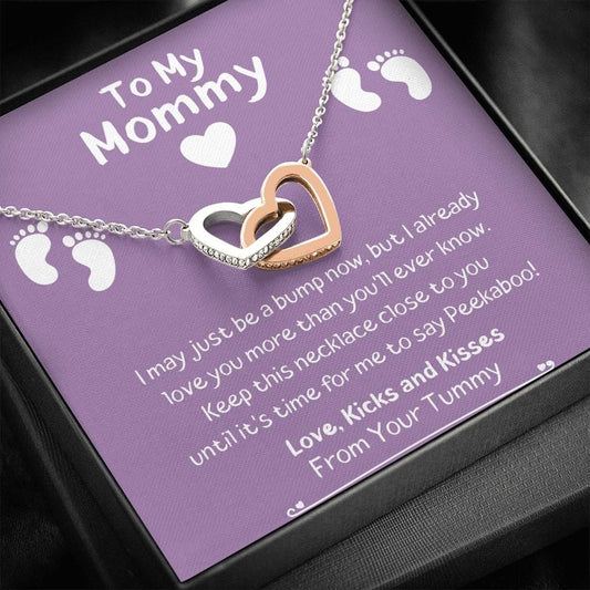 To My Mommy - I May Just Be A Bump - Interlocking Heart Necklace