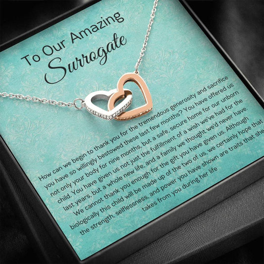 To Our Amazing Surrogate - How Can We Begin - Interlocking Hearts Necklace