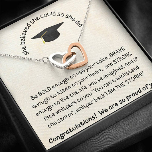 She Believed She Could So She Did - Interlocking Hearts Necklace