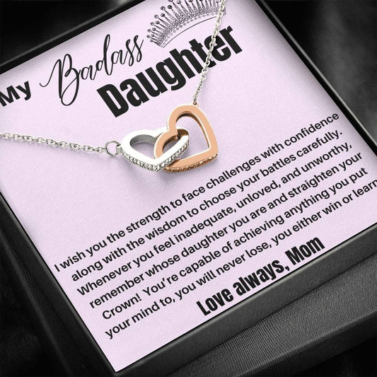 To My Badass Daughter - I wish You - Interlocking Hearts Necklace