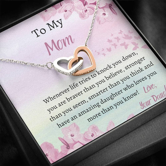 To My Mom - Whenever Life - Interlocking Hearts Necklace