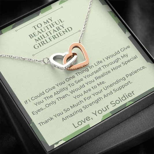 To My Beautiful Military Girlfriend - If I Could - Interlocking Hearts Necklace