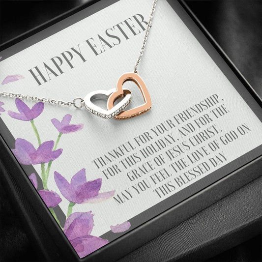Happy Easter - Thankful For Your Friendship - Interlocking Hearts Necklace