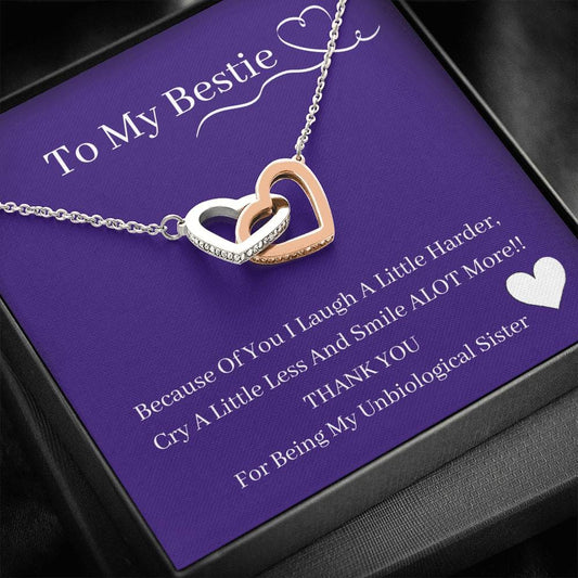 To My Bestie - Because Of You - Interlocking Hearts Necklace