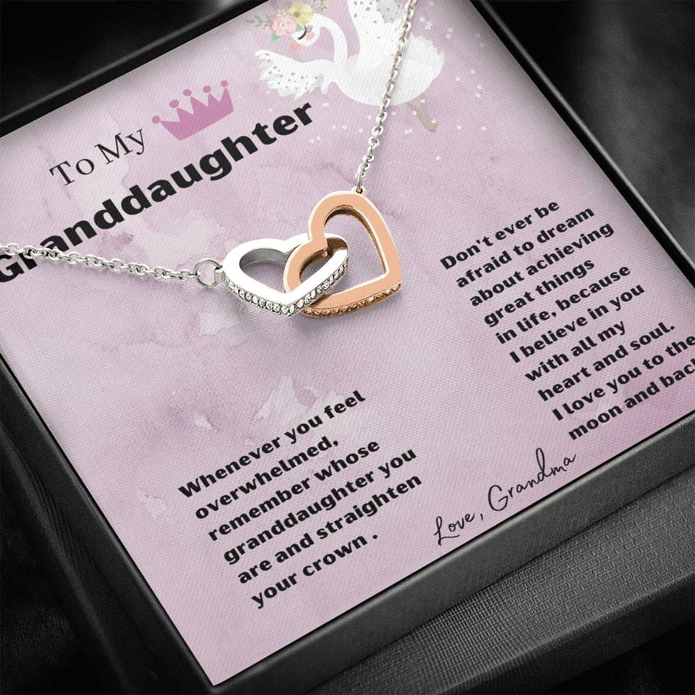 To My Granddaughter - Straighten Your Crown - Interlocking Hearts Necklace