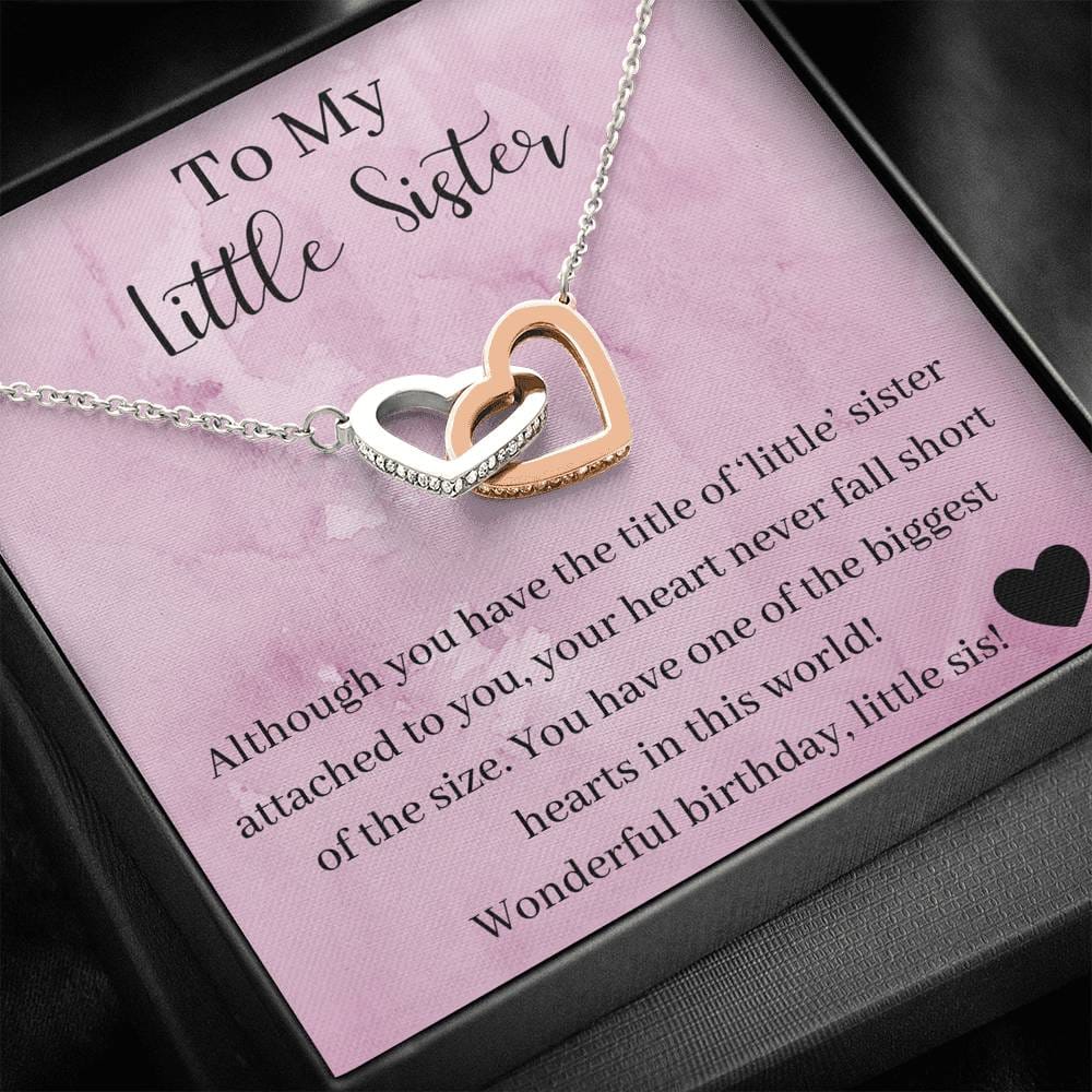 To My Little Sister - Wonderful Birthday - Interlocking Heart Necklace