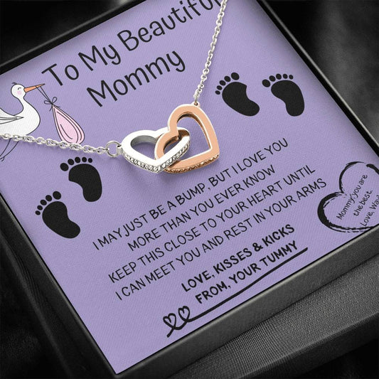 To My Beautiful Mommy - Personalized - Interlocking Hearts Necklace