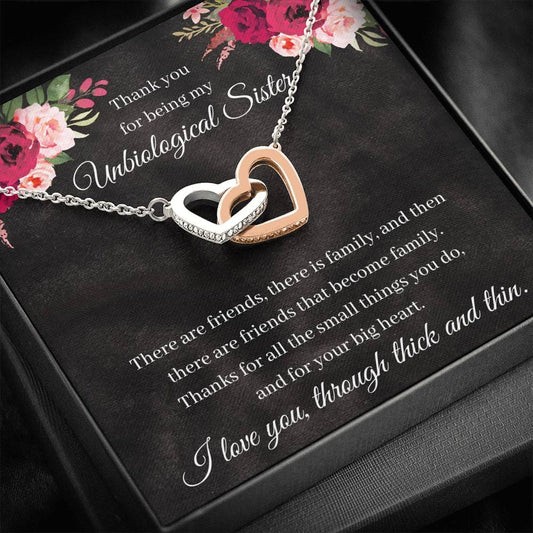 Thank You For Being My Unbiological Sister - Interlocking Hearts Necklace