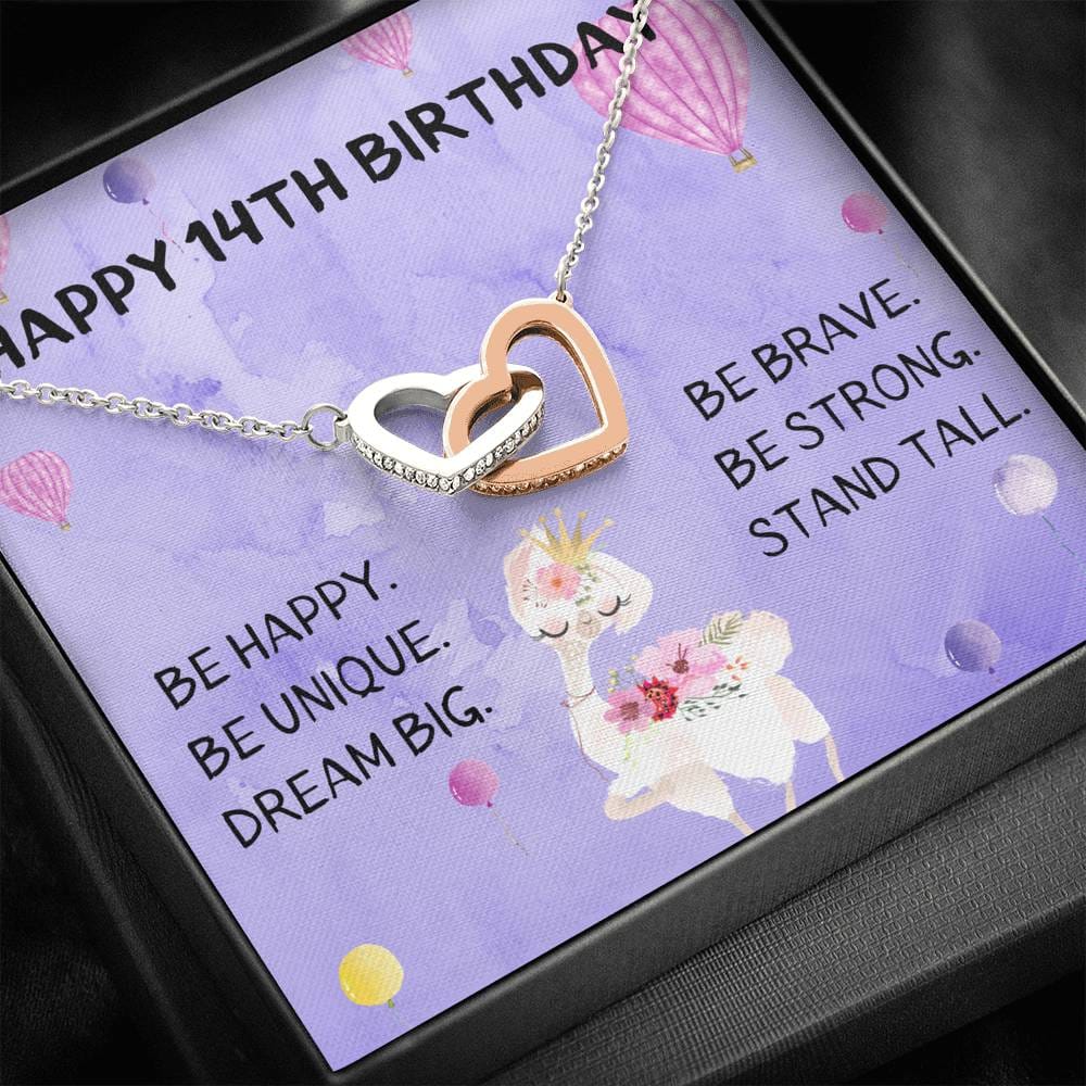Happy 14th Birthday - Interlocking Hearts Necklace