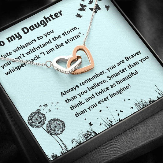 To My Daughter - If Fate Whispers To You - Interlocking Hearts Necklace