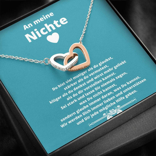 An Meine Nichte - Du Bist Viel Mutiger Als Du Glaubst - Interlocking Hearts Necklace