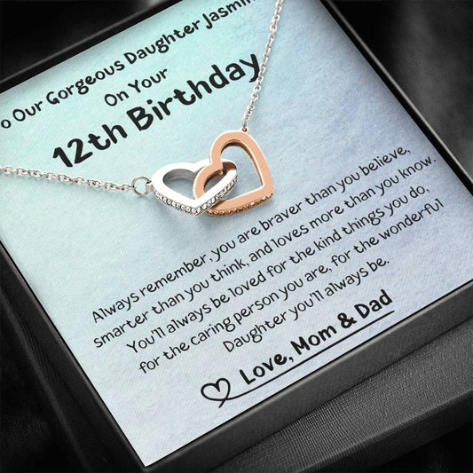 To Our Gorgeous Daughter On Your Birthday - Always Remember - Interlocking Hearts Necklace