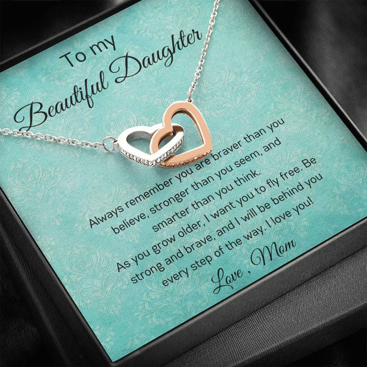To My Beautiful Daughter - Always Remember - Interlocking Hearts Necklace