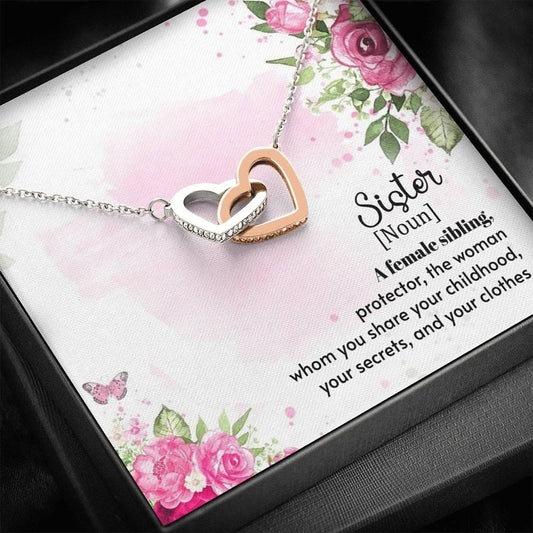 Sister - A Female Sibling - Interlocking Hearts Necklace