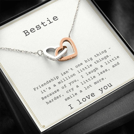 Bestie - Interlocking Hearts Necklace - Friend Gift