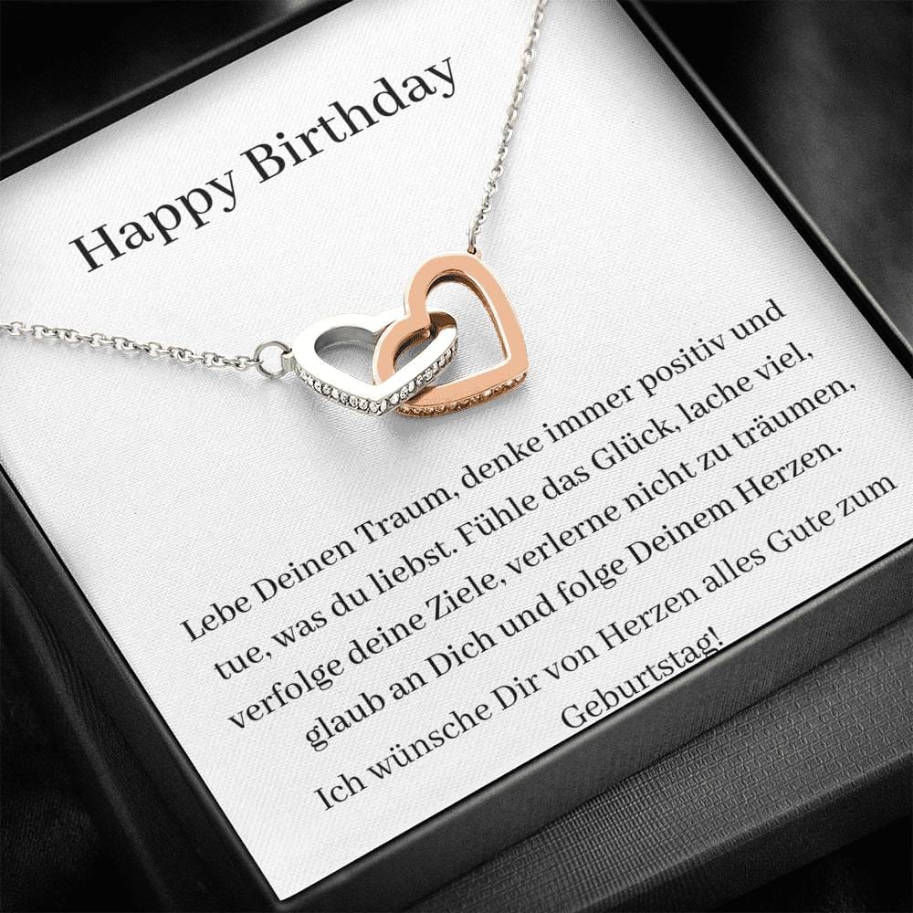 Happy Birthday - Lebe Deinen Traum - Interlocking Hearts Necklace
