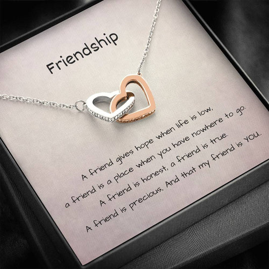 Friendship - A Friend Gives Hope - Interlocking Hearts Necklace
