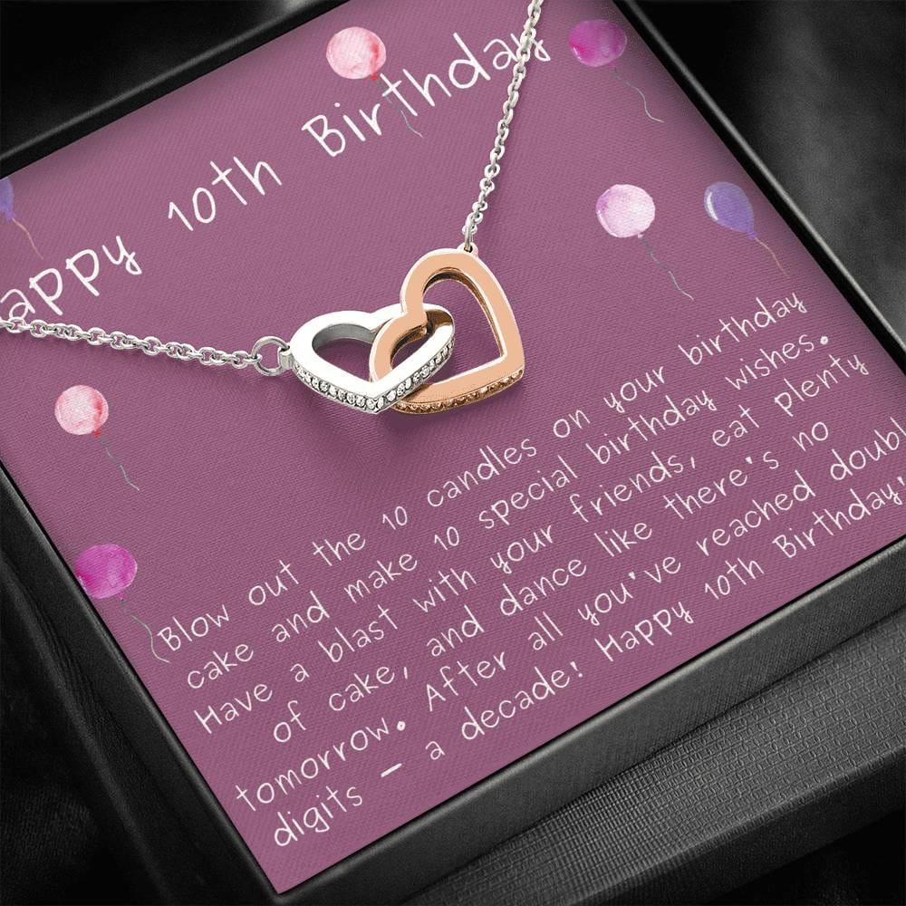 Happy 10th Birthday - Interlocking Heart - Balloons