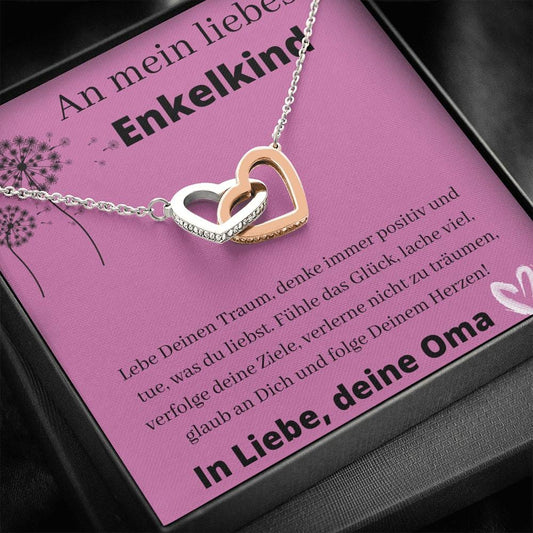 An mein liebes Enkelind - Lebe Deinen Traum - Interlocking Hearts Necklace
