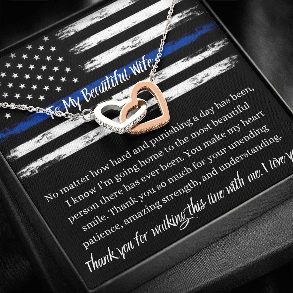 To My Beautiful Police Wife - Interlocking Hearts Necklace
