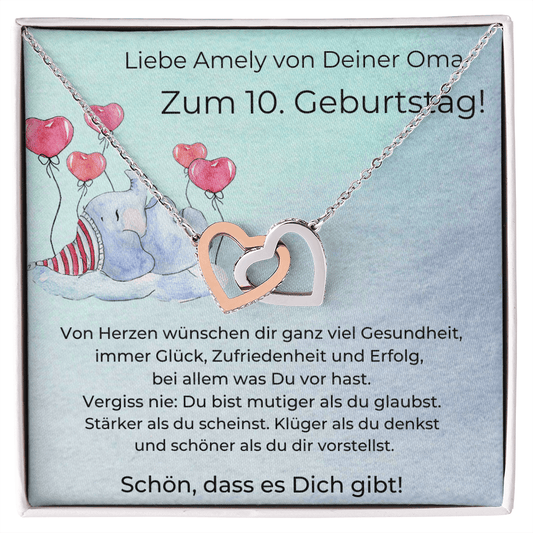 Zum 10. Geburtstag - Verlockende Herzen Kette