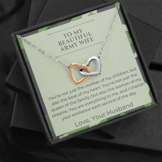 To My Beautiful Army Wife - You're Not Just - Interlocking Hearts Necklace